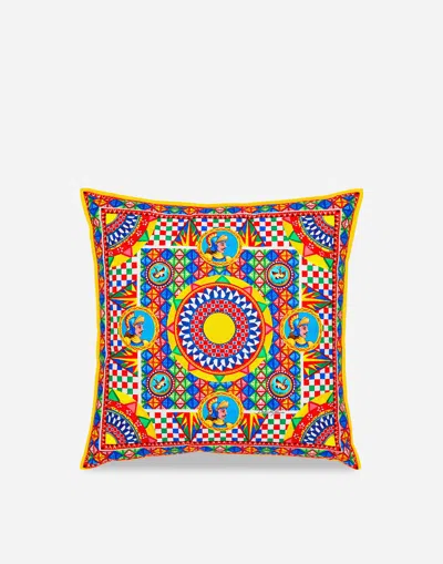 Dolce & Gabbana Medium Carretto-print Canvas Cushion In Multicolor