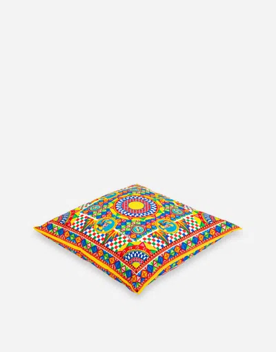 Dolce & Gabbana Medium Carretto-print Canvas Cushion In Multicolor