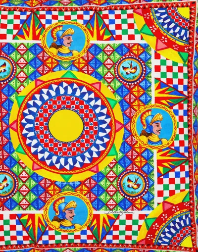 Dolce & Gabbana Medium Carretto-print Canvas Cushion In Multicolor