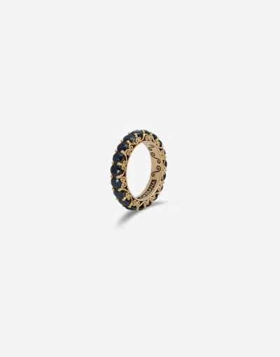 Dolce & Gabbana Yellow Gold Family Ring With Black Sapphires In Gold