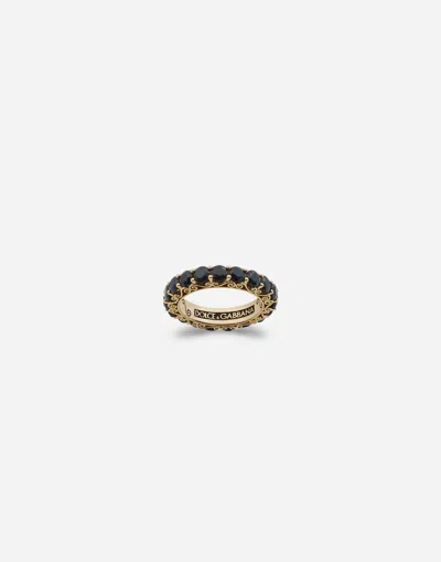 Dolce & Gabbana Yellow Gold Family Ring With Black Sapphires In Gold
