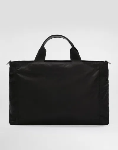Dolce & Gabbana Black Gym Bag With Contrasting Logo Print In Polyamide Man