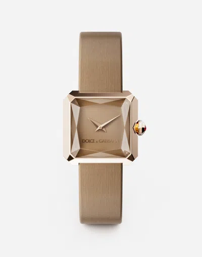 Dolce & Gabbana Gold Watch With Silk Strap Beige Female Onesize In Beige