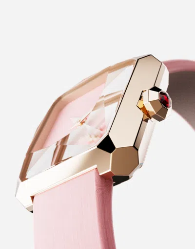 Dolce & Gabbana Gold Watch With Silk Strap In Pink
