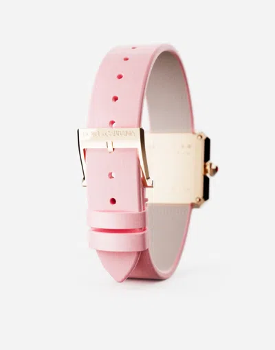 Dolce & Gabbana Gold Watch With Silk Strap In Pink