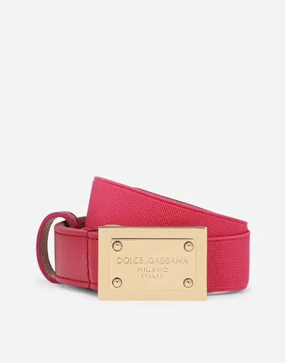 Dolce & Gabbana Logo-tag Elasticated Belt In Fuchsia