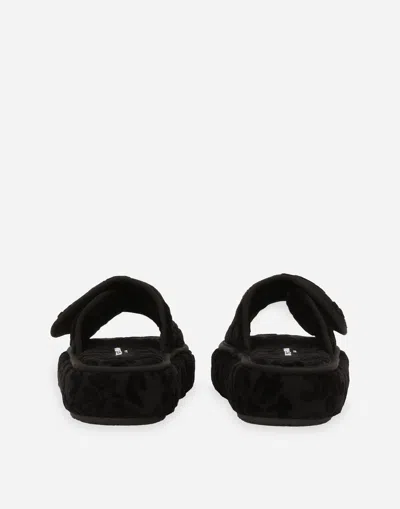 Dolce & Gabbana Terry Cotton Plateau Slippes In Multicolor