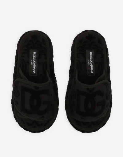 Dolce & Gabbana Terry Cotton Plateau Slippes In Multicolor