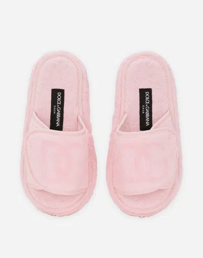 Dolce & Gabbana Terry Cotton Plateau Slippes In Multicolor