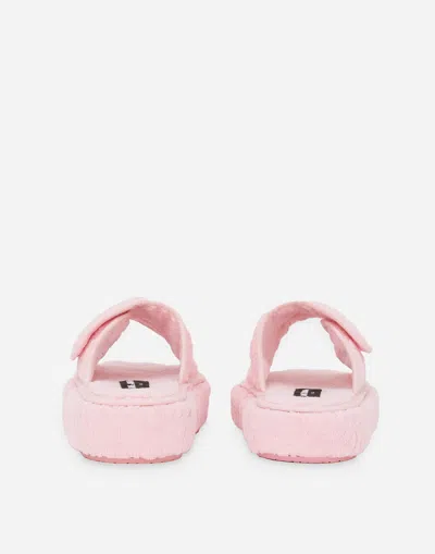 Dolce & Gabbana Terry Cotton Plateau Slippes In Multicolor