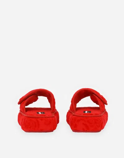 Dolce & Gabbana Terry Cotton Plateau Slippes In Multicolor