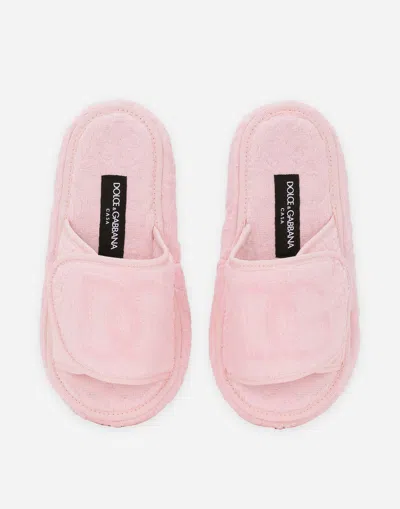 Dolce & Gabbana Terry Cotton Plateau Slippes In Multicolor