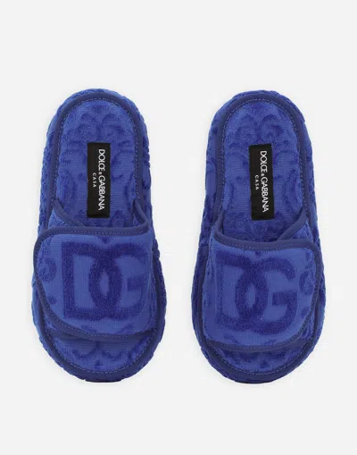 Dolce & Gabbana Terry Cotton Plateau Slippes In Multicolor
