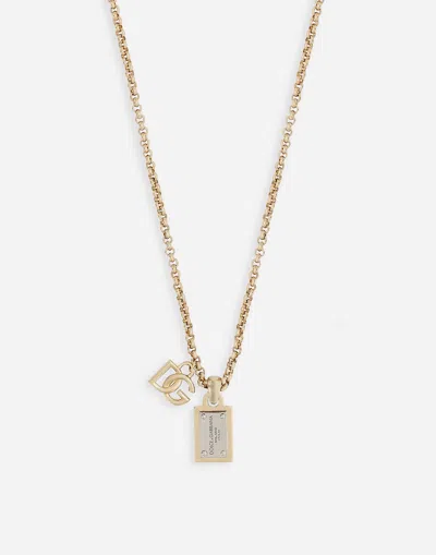 Dolce & Gabbana Link Necklace With Dg Logo And Tag In Gold
