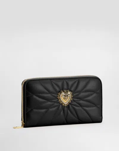 Dolce & Gabbana Zip-around Devotion Wallet In Black