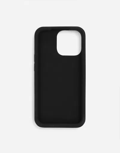 Dolce & Gabbana Rubber Dg Logo Iphone 14 Pro Cover In Black