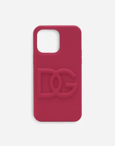Dolce & Gabbana Rubber Dg Logo Iphone 14 Pro Cover In Purple