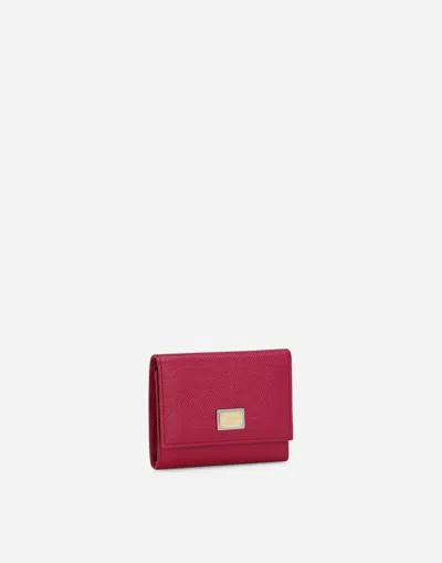 Dolce & Gabbana French Flap Wallet With Tag In Fuchsia