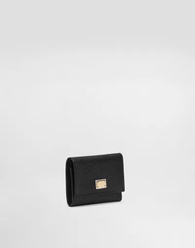 Dolce & Gabbana Dauphine Calfskin Wallet With Dg Logo In Black