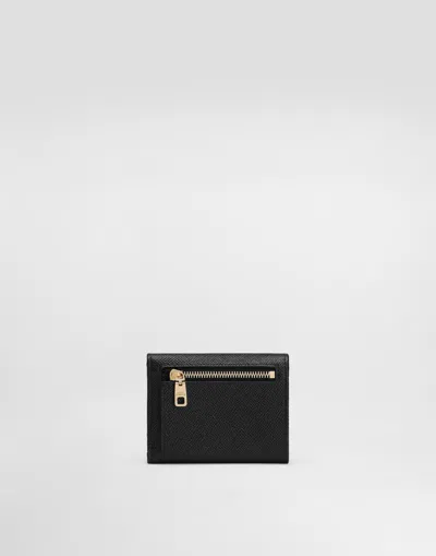 Dolce & Gabbana Dauphine Calfskin Wallet With Dg Logo In Black