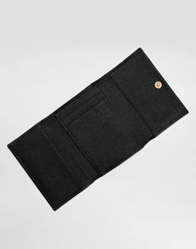 Dolce & Gabbana Dauphine Calfskin Wallet With Dg Logo In Black