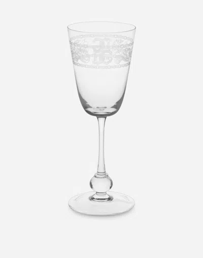Dolce & Gabbana Logo-embellished White Wine Glass In Multicolor