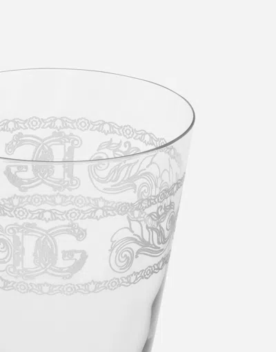 Dolce & Gabbana Logo-embellished White Wine Glass In Multicolor