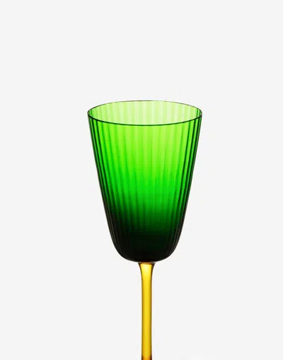 Dolce & Gabbana Hand-blown Murano White Wine Glass In Multicolor