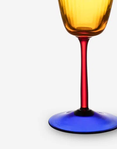 Dolce & Gabbana Hand-blown Murano White Wine Glass In Multicolor