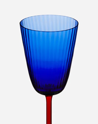 Dolce & Gabbana Hand-blown Murano White Wine Glass In Multicolor