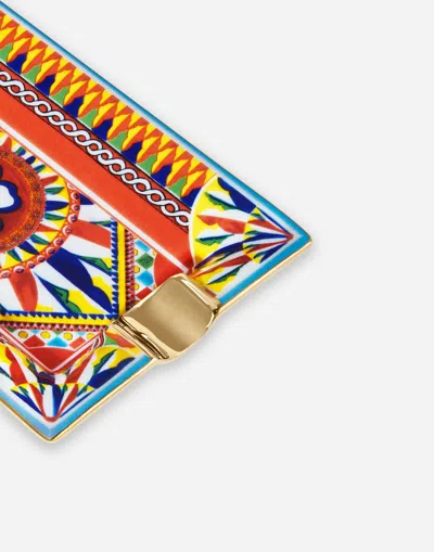 Dolce & Gabbana Porcelain Ashtray In Multicolor