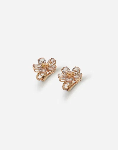 Dolce & Gabbana Spring Earrings 18 Carat Red Gold, Morganites And Citrines In Gold