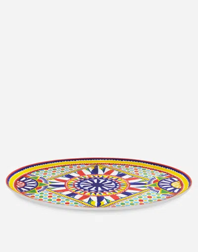 Dolce & Gabbana Carretto Siciliano Porcelain Platter In Multicolor