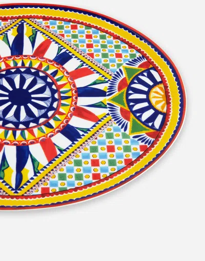 Dolce & Gabbana Carretto Siciliano Porcelain Platter In Multicolor
