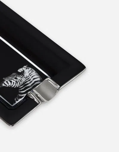 Dolce & Gabbana Zebra Porcelain Ashtray In Multicolor