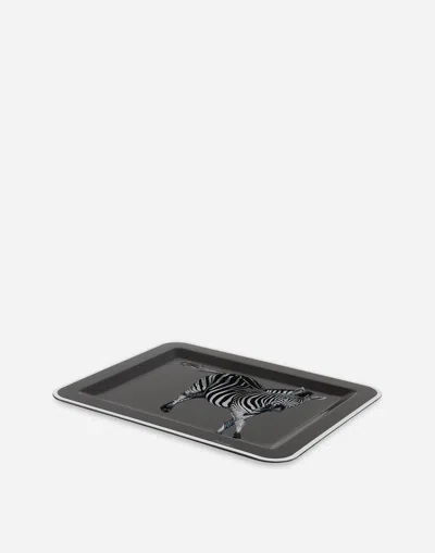 Dolce & Gabbana Wooden Tray Medium In Multicolor