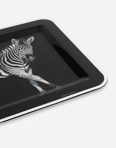 Dolce & Gabbana Wooden Tray Medium In Multicolor