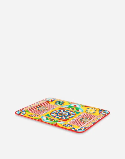 Dolce & Gabbana Wooden Tray Medium In Multicolor