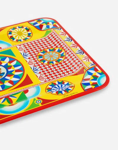 Dolce & Gabbana Wooden Tray Medium In Multicolor