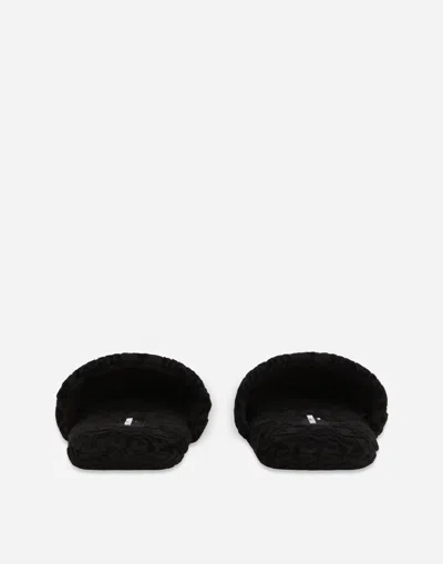 Dolce & Gabbana Jacquard Cotton Terry Slippers In Multicolor