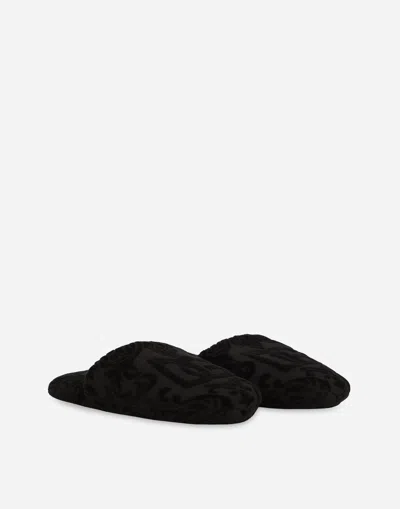 Dolce & Gabbana Jacquard Cotton Terry Slippers In Multicolor