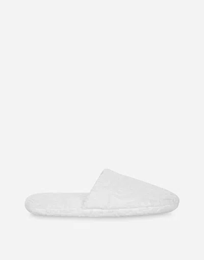 Dolce & Gabbana Jacquard Cotton Terry Slippers In Multicolor