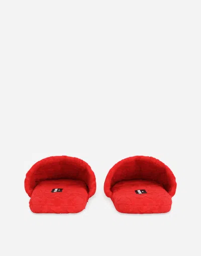 Dolce & Gabbana Jacquard Cotton Terry Slippers In Multicolor