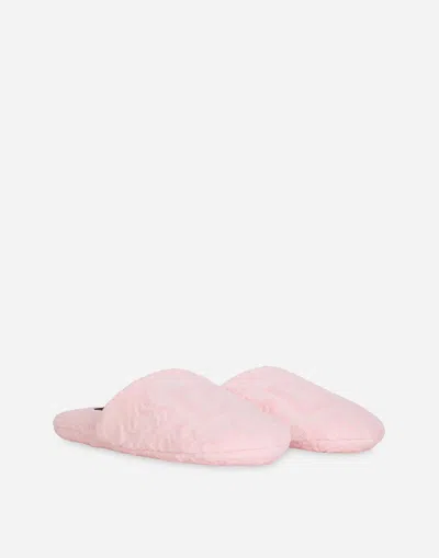 Dolce & Gabbana Jacquard Cotton Terry Slippers In Multicolor