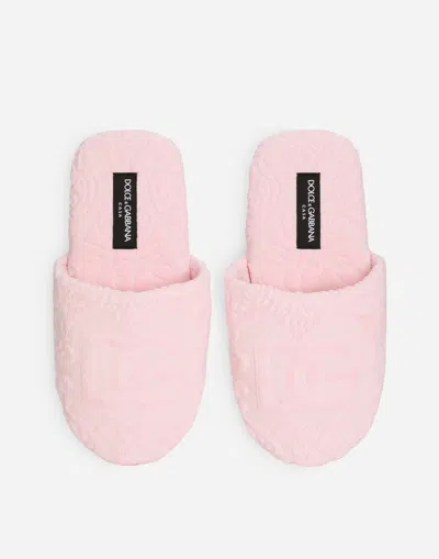 Dolce & Gabbana Jacquard Cotton Terry Slippers In Multicolor