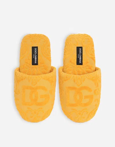 Dolce & Gabbana Terry Cotton Dg Slippers In Multicolor
