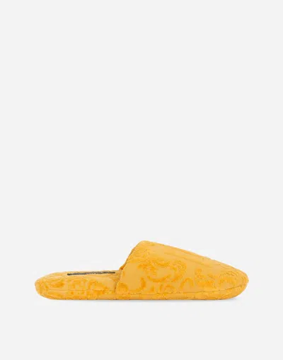 Dolce & Gabbana Terry Cotton Dg Slippers In Multicolor