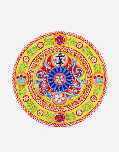 Dolce & Gabbana Charger Plate In Fine Porcelain Multicolor Unisex Onesize In Multicolor