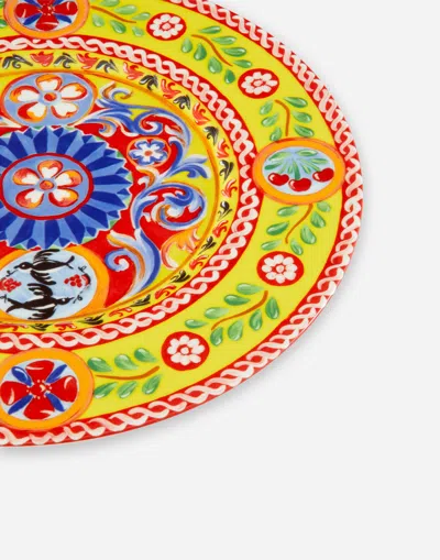 Dolce & Gabbana Charger Plate In Fine Porcelain Multicolor Unisex Onesize In Multicolor