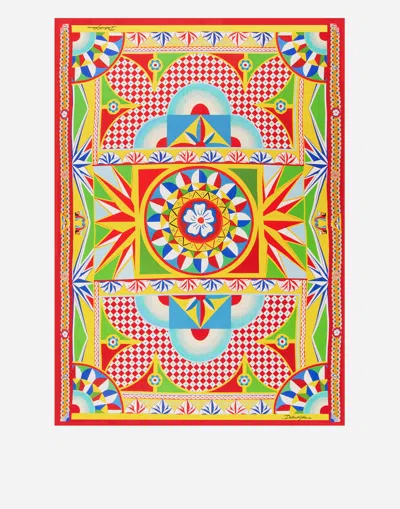 Dolce & Gabbana Silk Blanket Doubled With Wool Multicolor Unisex Onesize In Multicolor